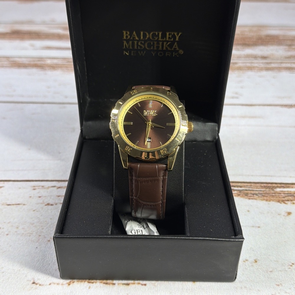 Used Badgley Mischka Men's Gold Tone Dress Watch Quartz Movement